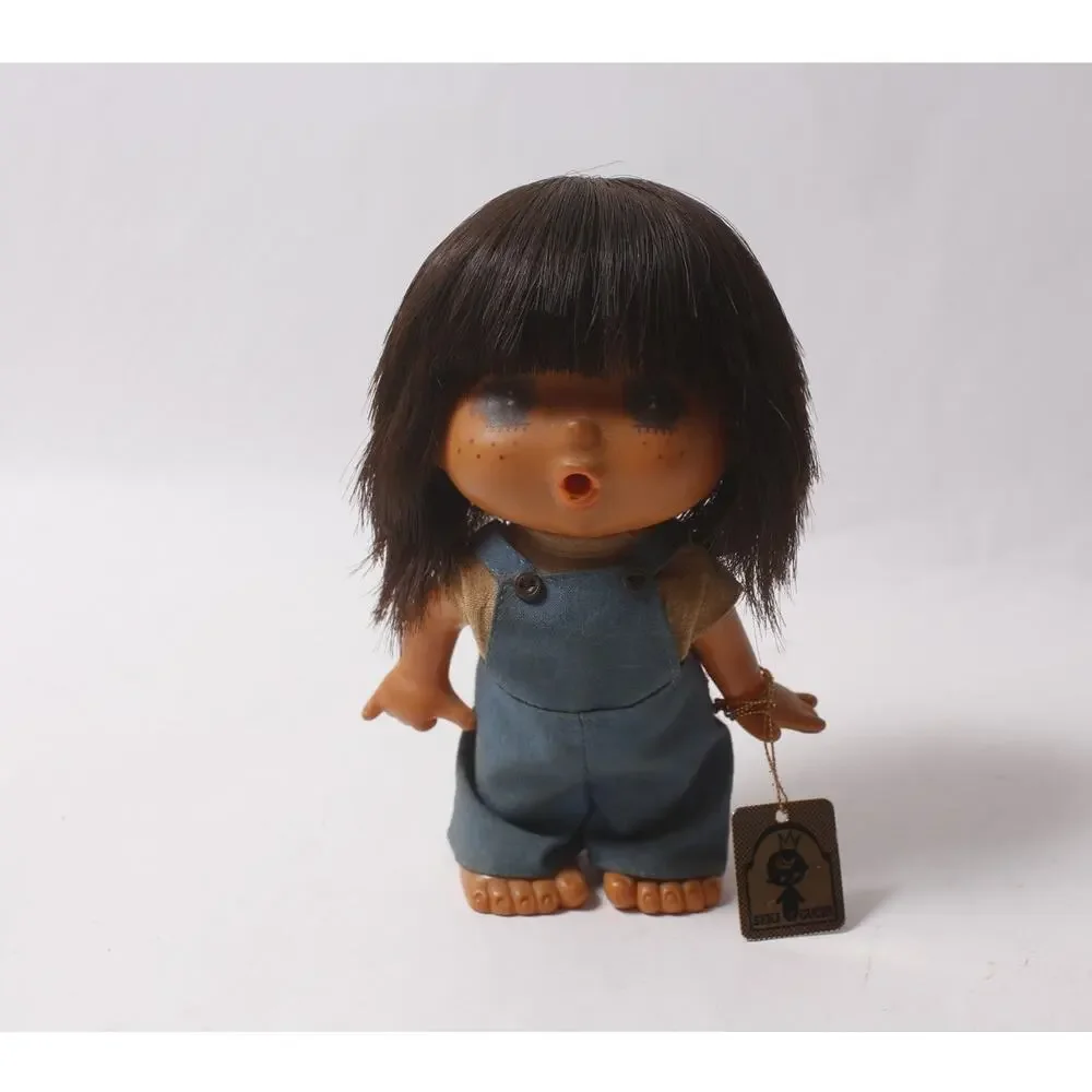1970s Japan Sekiguchi Mademoiselle Jeje Doll Blue Overalls w Tag ~260826-WH 1308